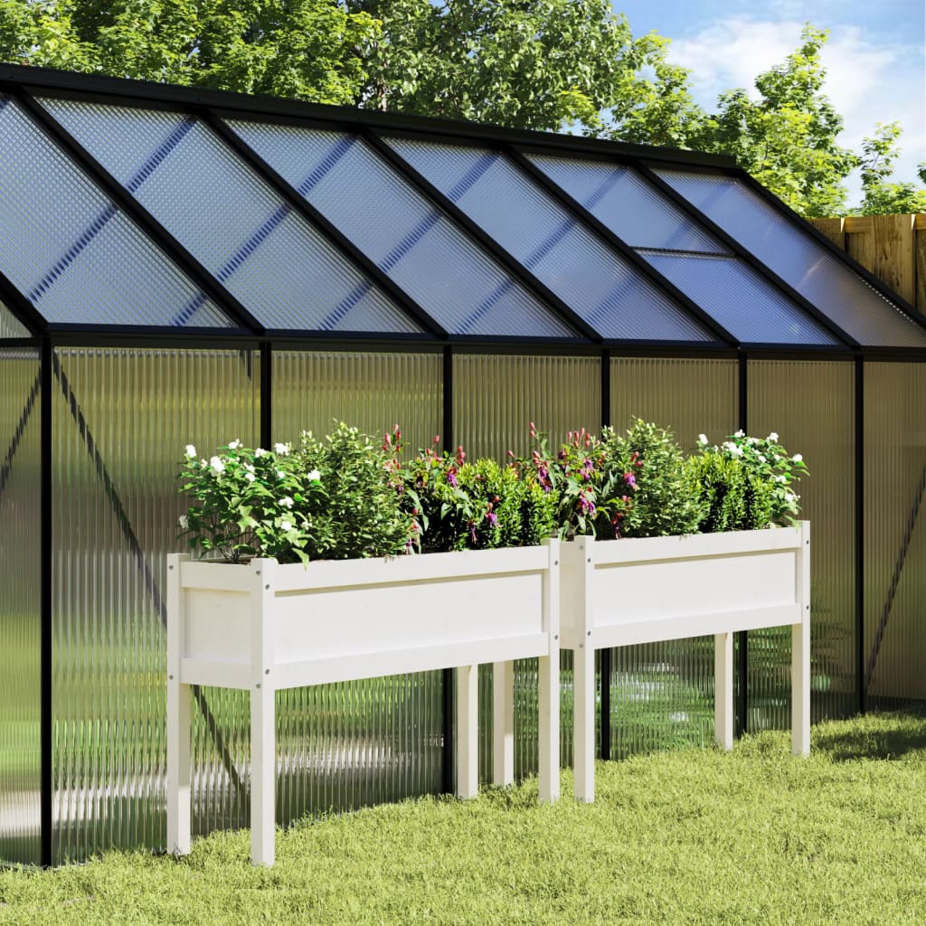 foto del prodotto fioriere da giardino 2 pz con gambe bianche legno massello pinocod mxl 85251