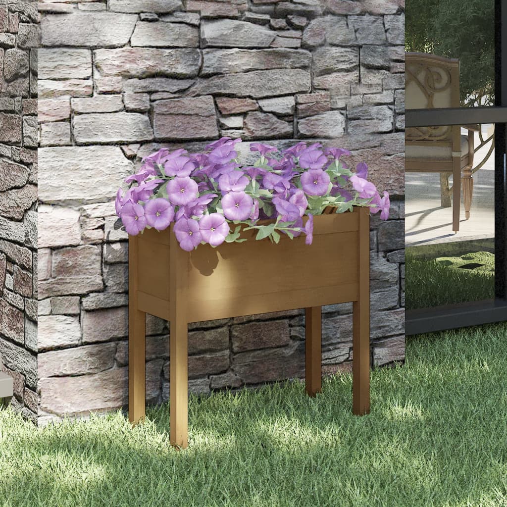 foto del prodotto fioriere da giardino 2 pz miele 70x31x70 cm in legno di pino cod mxl 66694