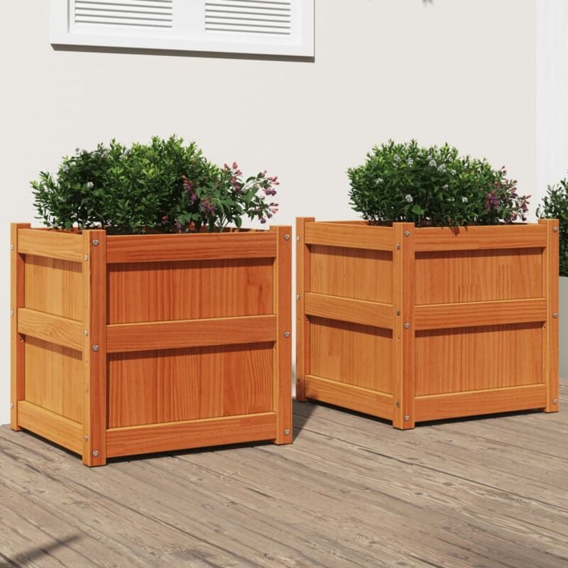 foto del prodotto fioriere da giardino 2pz marrone cera legno massello di pino vidaxl