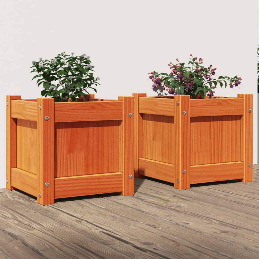 foto del prodotto fioriere da giardino 2pz marrone cera legno massello di pinocod mxl 110531