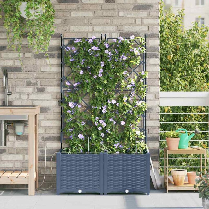 foto del prodotto fioriere da giardino con sistema di irrigazione 2 pz grigio vidaxl