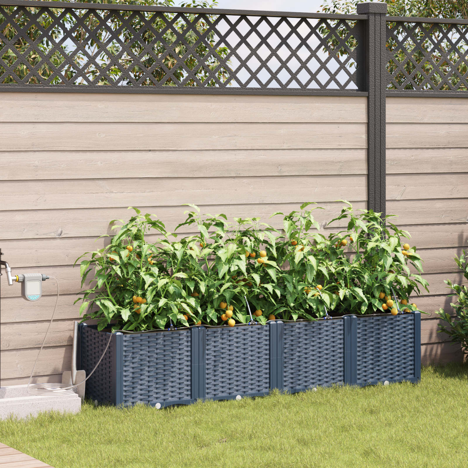 foto del prodotto fioriere da giardino con sistema di irrigazione 4 pezzi grigio