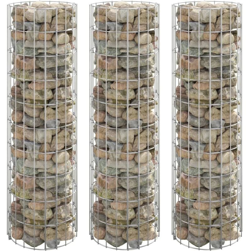 foto del prodotto fioriere gabbione circolare 3 pz in acciaio zincato 30x100 cm