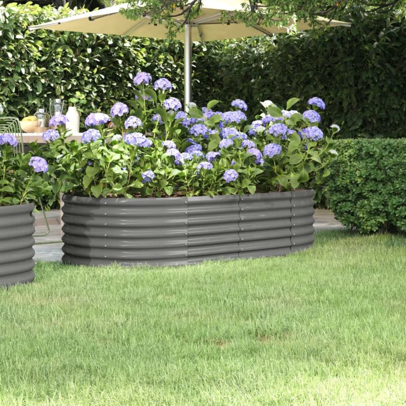 foto del prodotto fioriere giardino,letto giardino,orti rialzati acciaio verniciato a polvere 152x80x36 cm grigio xzz708813 bonnevie