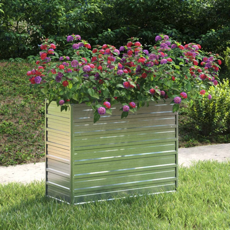 foto del prodotto fioriere,letto rialzato giardino,orti rialzati 100x40x77 cm in acciaio zincato argento cnwi151390 bonnevie