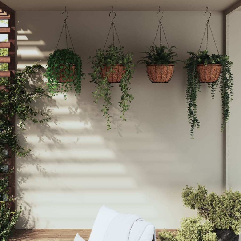 foto del prodotto fioriere pensili 4 pz rivestimenti cocco nero 40x63cm acciaiocod mxl 104605