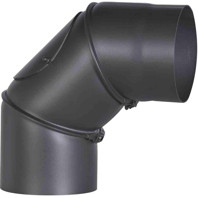 foto del prodotto firefix r150 b tubo per stufa, in acciaio spesso 2 mm, diametro 150 mm, per camini e focolari, senotherm, nero, regolabile da 0 a 90 gradi, con