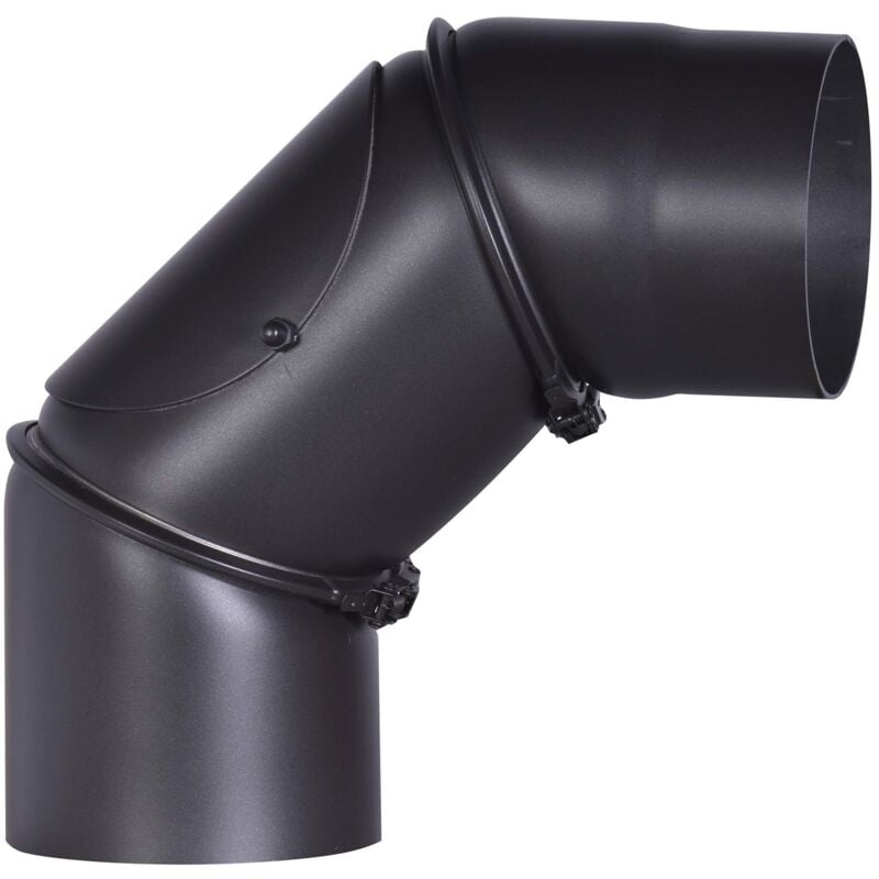 foto del prodotto firefix tubo a gomito per stufa in acciaio spesso 2 mm tubo fumo con diametro di 120 mm, per stufe e fuochi da camino, senotherm, nero,