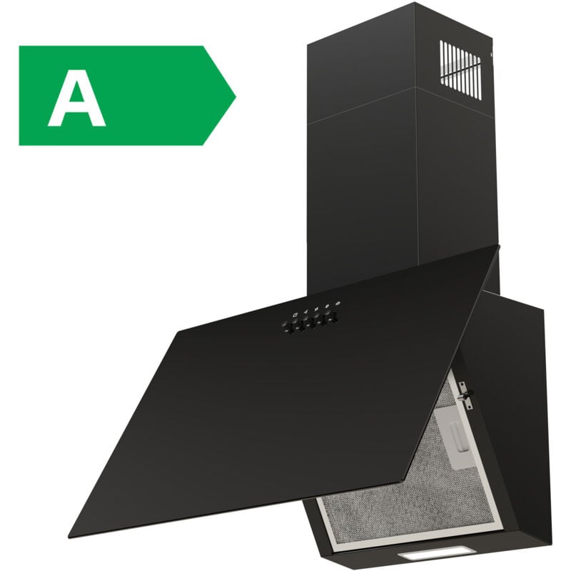 foto del prodotto firegas cappa aspirante 60cm modalit di riciclo con filtro a carbone multi filtrazione 3 velocit nero classe energetica a 