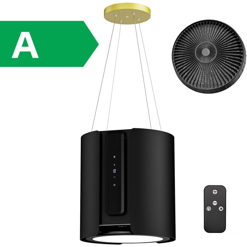 foto del prodotto firegas hotte lot centrale a 380m h 39,5cm cappa aspirante a 9 velocit cappa sospesa a riciclo noir classe energetica a
