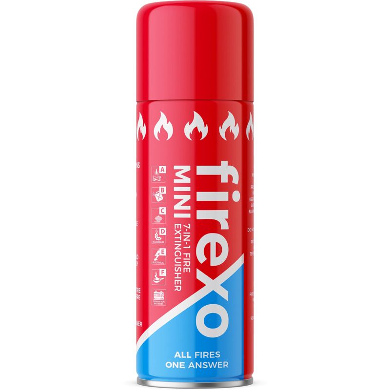 foto del prodotto firexo mini estintore fire extinguisher per casa, cucina, camper, lavoro, ristorante, barca, camino estintore a polvere per tutte le classi di