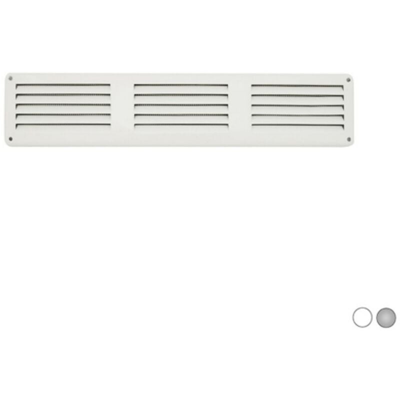 foto del prodotto first griglia di ventilazione rettangolare in metallo da sovrapporre con rete antinsetti 300x60 mm interasse tra i fori 290x50 mm colore alluminio