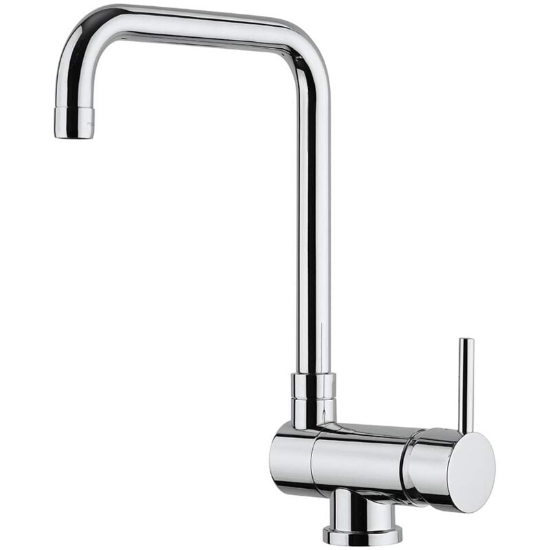 foto del prodotto first paini rubinetto miscelatore monocomando cucina, lavello, cromato, leva laterale con bocca alta orientabile ad angolo, sottofinestra ,