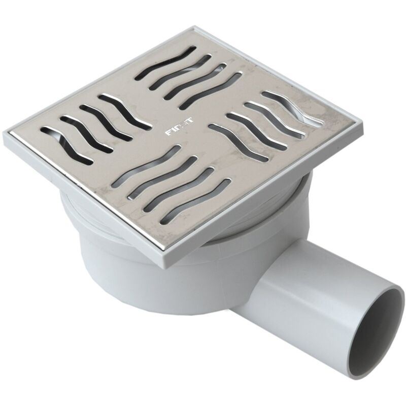 foto del prodotto first plast chabs1040in chiusino sifonato in abs con griglia, argento inox , 100x100 mm