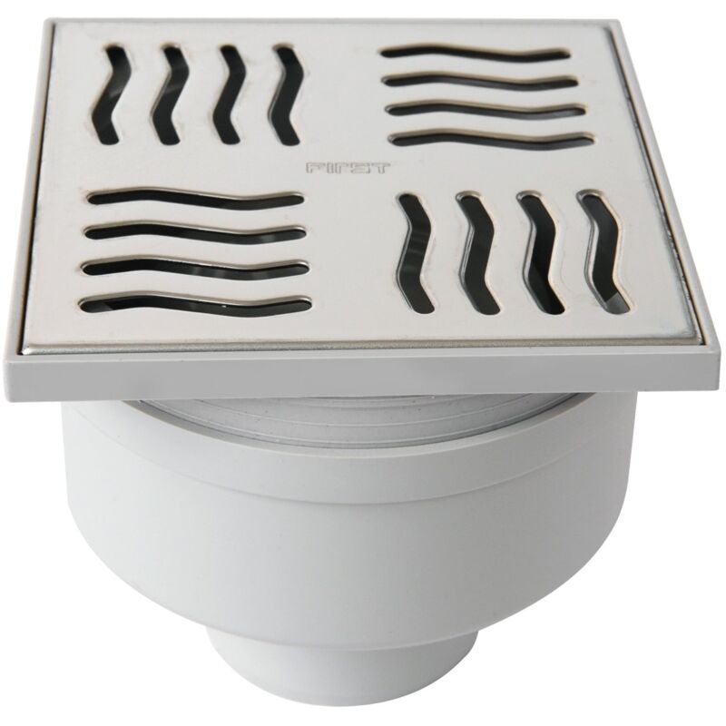 foto del prodotto first plast chabsv1050in chiusino sifonato in abs con griglia, argento inox , 100x100 mm
