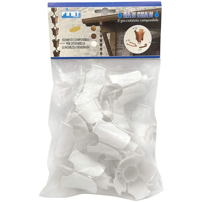 foto del prodotto first plast rain1b gocciolatoio componibile catena pluviale. colore bianco, 1 m