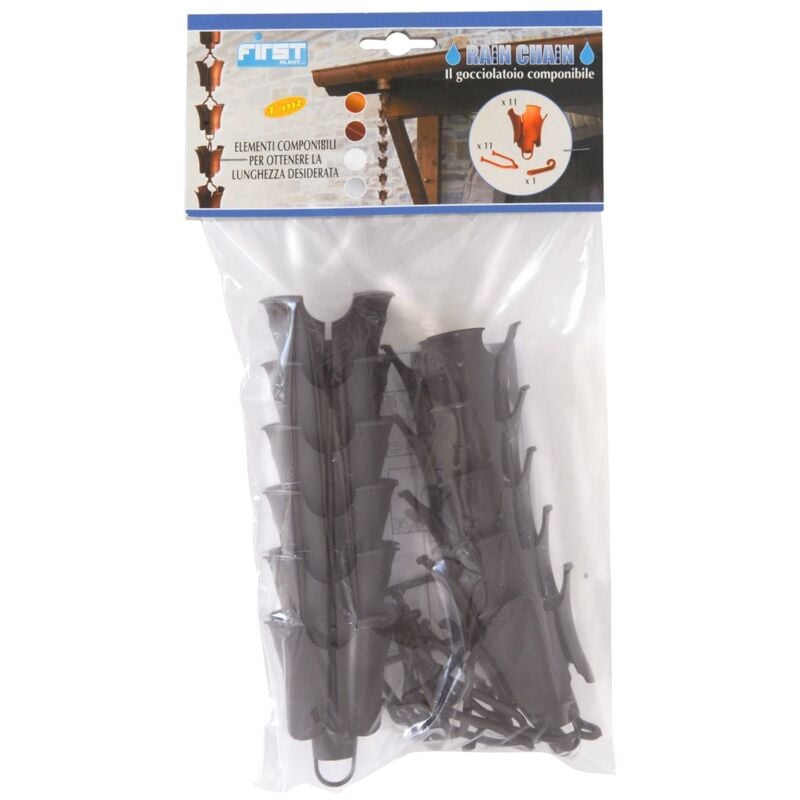 foto del prodotto first plast rain1m gocciolatoio componibile catena pluviale, marrone
