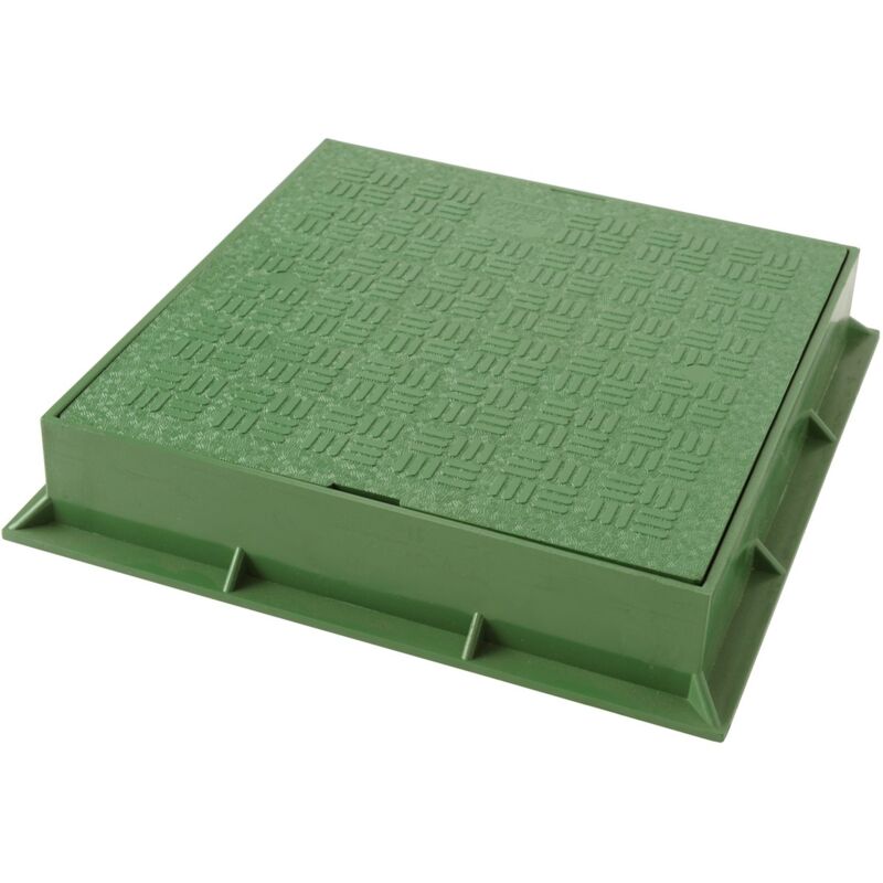 foto del prodotto first plast tcdp20v telaio con coperchio pedonabile in pvc, verde, 200x200 mm