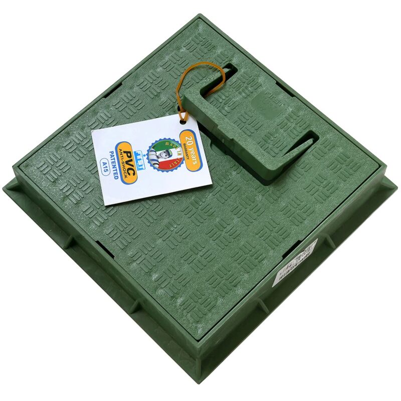 foto del prodotto first plast tcdpm20v telaio con coperchio con maniglia pedonabile, in pvc, verde, 200x200 mm