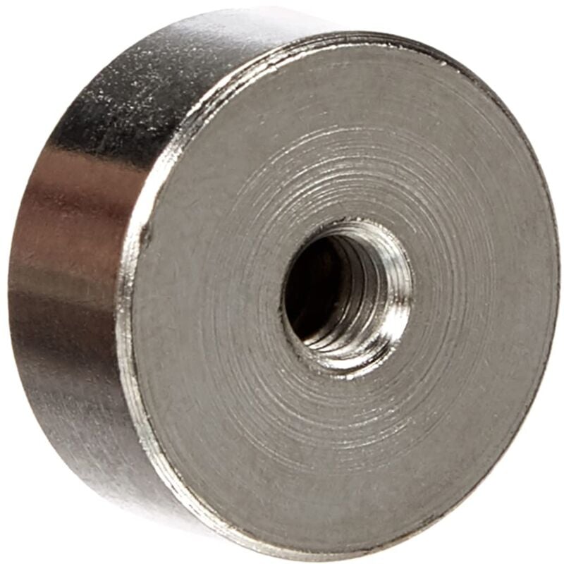 foto del prodotto first4magnets f606 1 magnete al neodimio n42, spessore, foro filettato m5, forza magnetica 15 kg confezione da 1 , argento, 19 mm diametro x 8 mm
