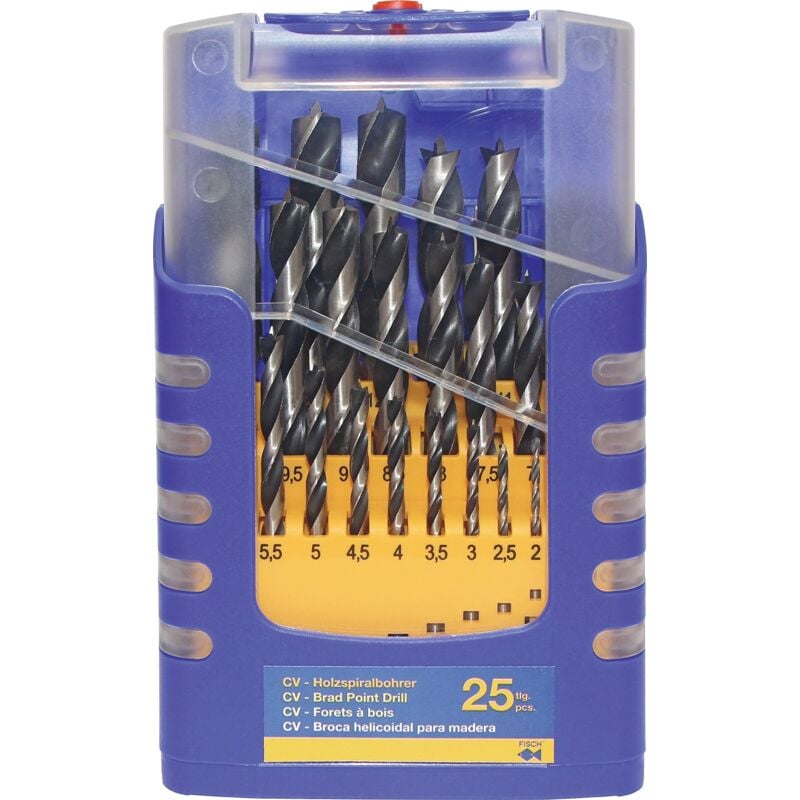 foto del prodotto fisch tools set di punte elicoidali per legno 012k 25 pezzi, d 1 13 mm, passo 0,5 mm, acciaio cv