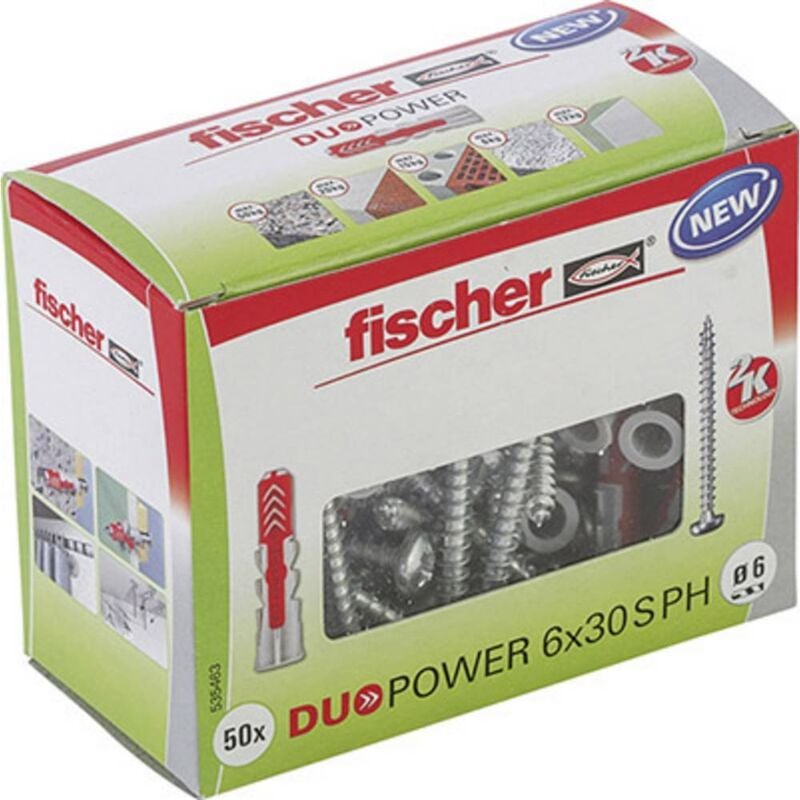 foto del prodotto fischer 535463 duopower 6x30 s ph ld tassello a 2 componenti 30 mm 6 mm 50 pz.