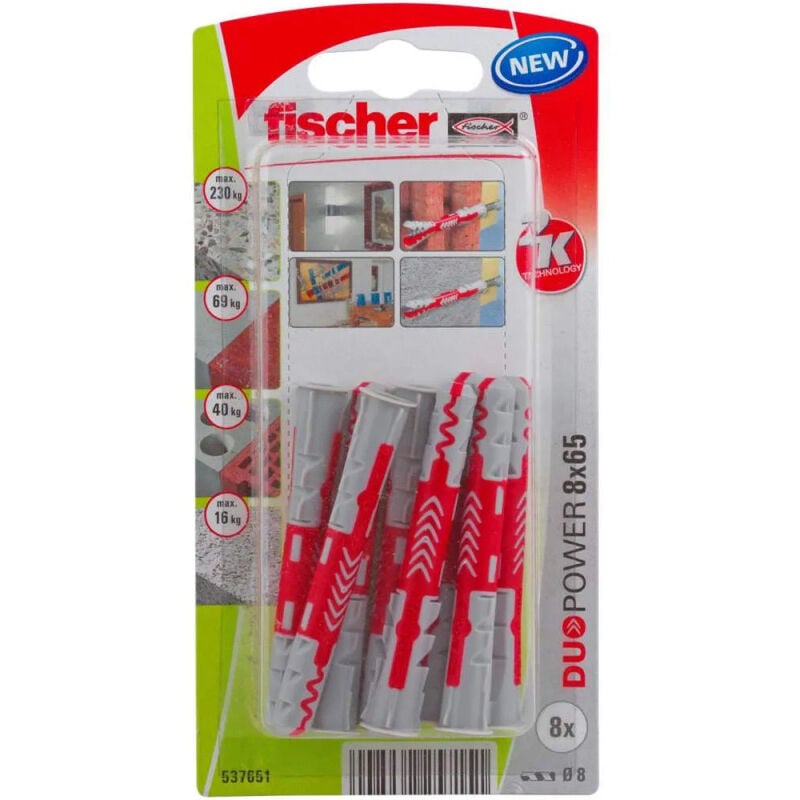 foto del prodotto fischer 537651 duopower 8 x 65 k nv tassello 65 mm 8 mm 1 kit