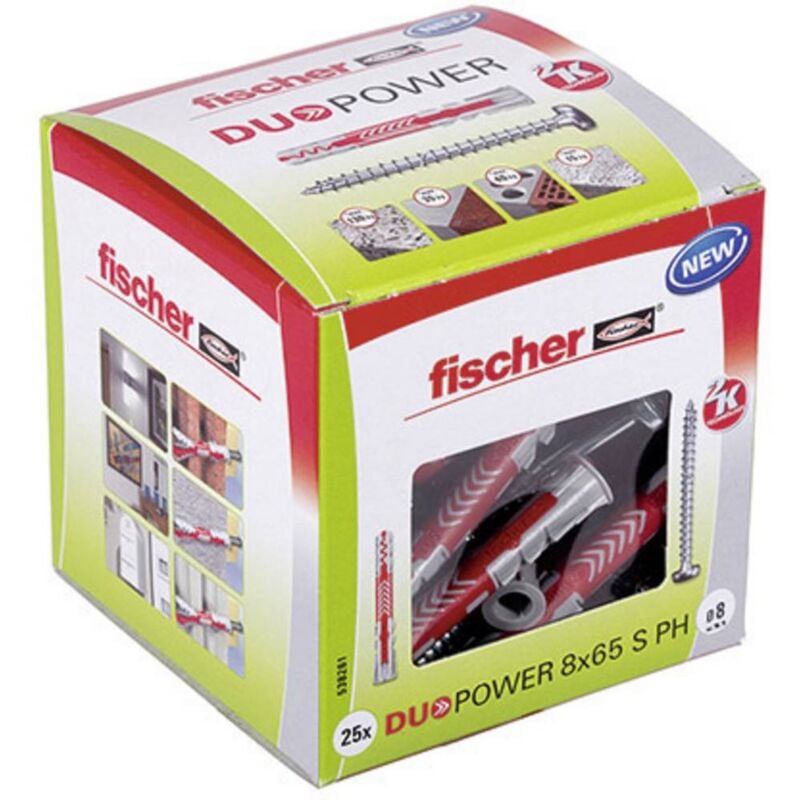 foto del prodotto fischer 538261 duopower 8x65 s ph ld tassello a 2 componenti 65 mm 8 mm 25 pz.