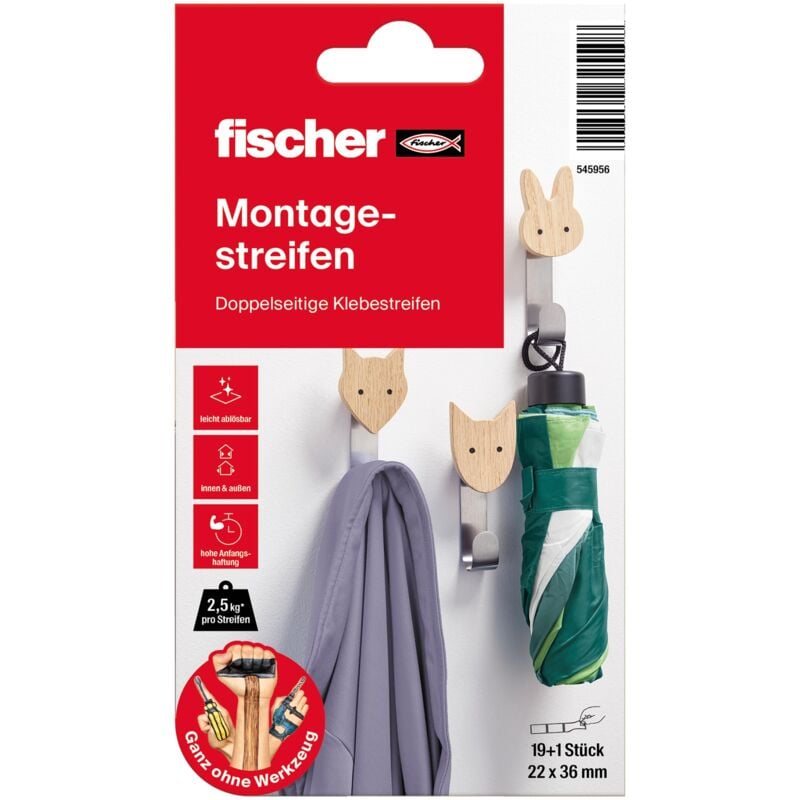 foto del prodotto fischer 545956 nastro adesivo, bianco, l nge 22 mm x breite 36 mm