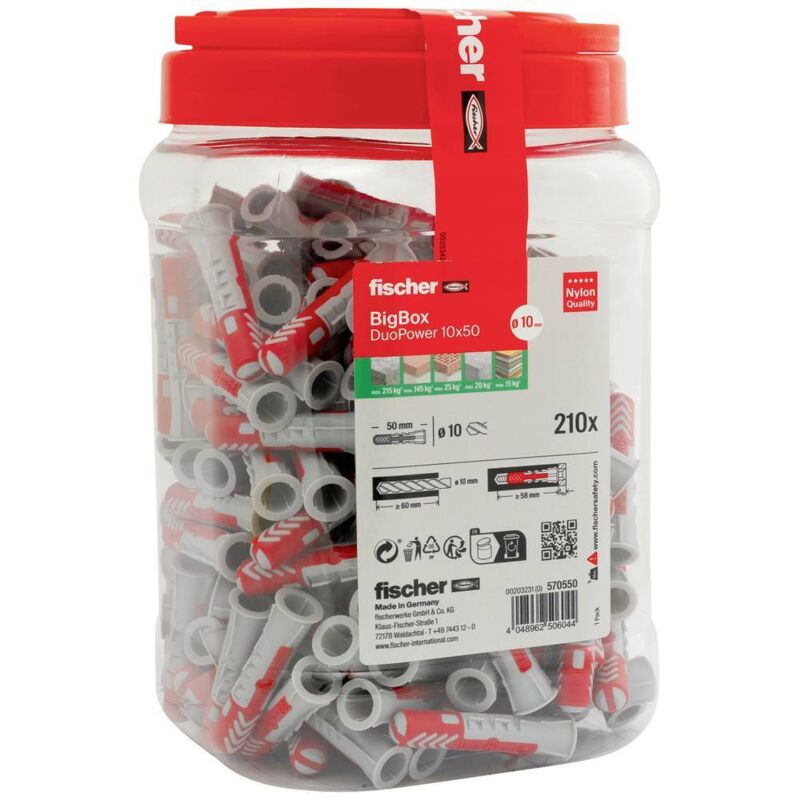 foto del prodotto fischer 570550 duopower kit tasselli 50 mm 10 mm 210 pz.