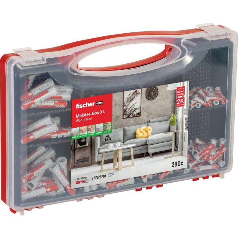 foto del prodotto fischer 577157 meister box xl scatola assortimento tasselli 280 pz.