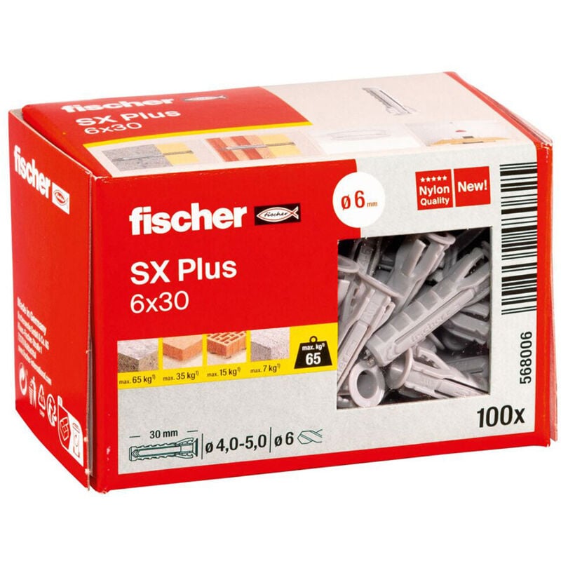 foto del prodotto fischer cheville sx plus fralatn 6x30 mm 100 scatola 100fralatn fissazione universaleist resistente 100 certificata ce