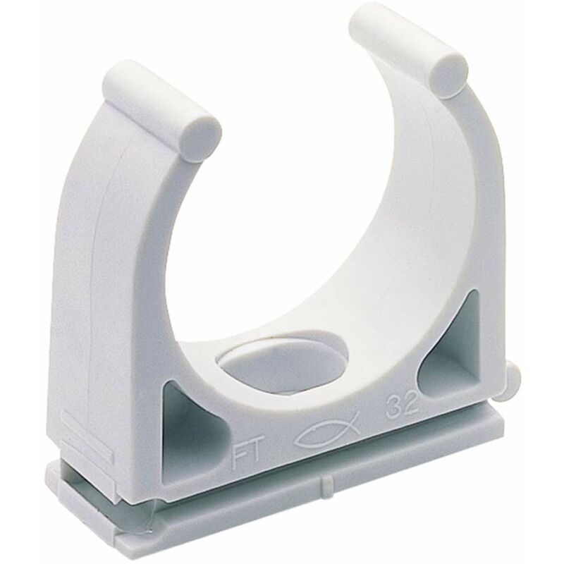 foto del prodotto fischer clip 40 fissatubo aperto in nylon, fissaggio tubi per installazioni elettriche, confezione da 50 pezzi, 98819