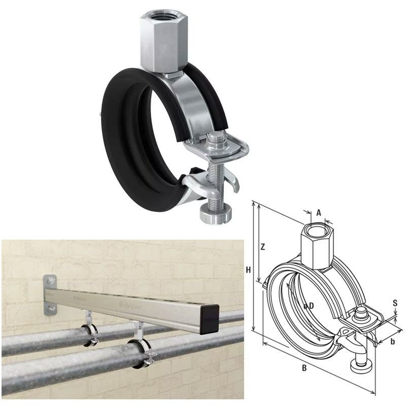 foto del prodotto fischer collare fgrs universal m8 10 46 52 collare con guarnizione anti rumore in gomma e chiusura rapida con 1 vite 00562355