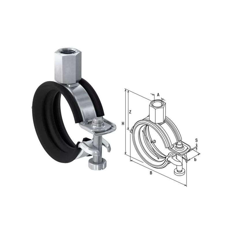 foto del prodotto fischer collare fgrs universal m8 10 60 66 collare con guarnizione anti rumore in gomma e chiusura rapida con 1 vite 00562357