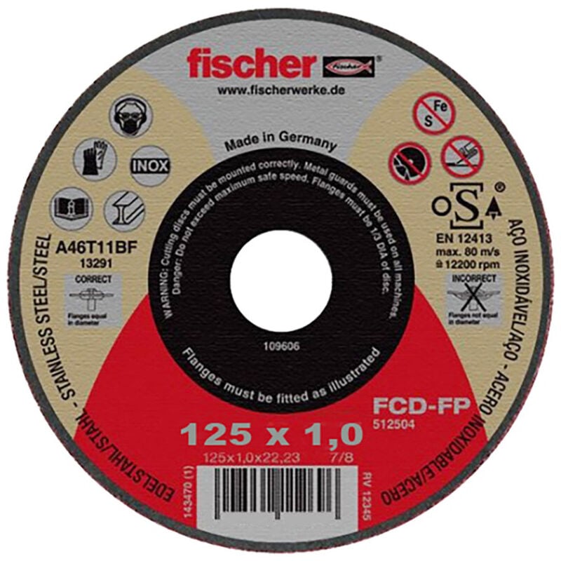 foto del prodotto fischer disco di taglio di metallo fralatn 125x1x22.23 mmfralatn acciaio inossidabile alta prestazione