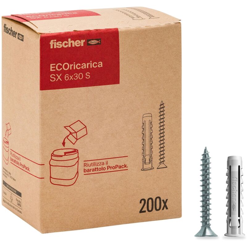foto del prodotto fischer ecoricarica 200 tasselli sx 6x30 s con vite