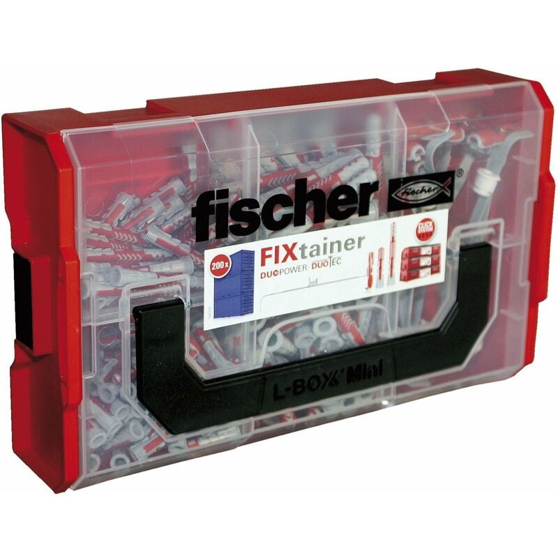 foto del prodotto fischer fixtainer duo power duotec assortimento tasselli 6 mm e 8 mm, 200 pezzi in valigetta