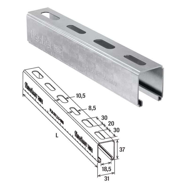 foto del prodotto fischer fls 37 1.2 2m profilo sistema per applicazioni medio leggere 00572543