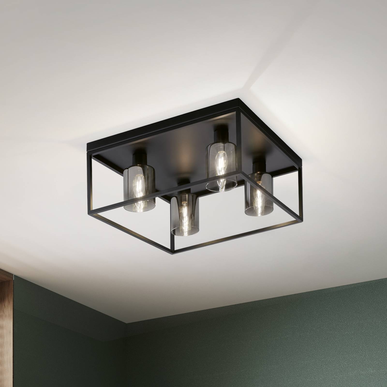 foto del prodotto fischer honsel plafoniera iska con cornice, 4 luci