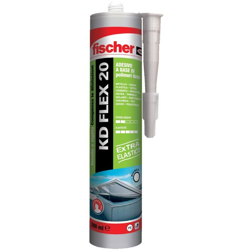 foto del prodotto fischer kd flex 20 bianco, sigillante adesivo per sigillatura e incollaggio di giunzioni soggette a dilatazioni, 290 ml, 541567