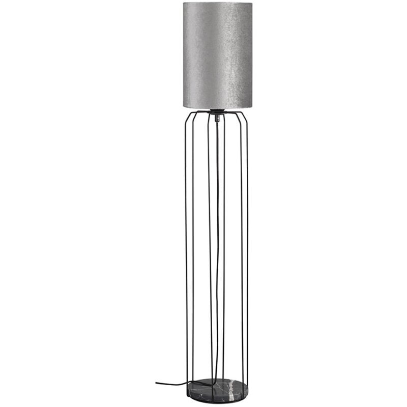 foto del prodotto fischer leuchten lampada da terra per sala da pranzo, 1 luce, nero argento, paralume in tessuto, tessuto metallico, 1 attacco e27, pxh 20x114 cm