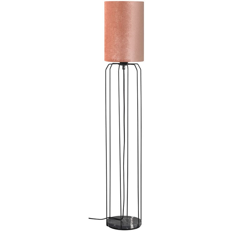 foto del prodotto fischer leuchten lampada da terra per soggiorno, 1 luce, colore rosa nero, con paralume in tessuto, tessuto metallico, 1 attacco e27, pxh 20x114 cm