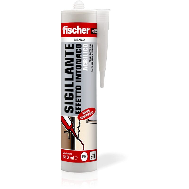 foto del prodotto fischer sar 310 sigillante effetto intonaco bianco, acrilico, finitura ruvida, verniciabile, per facciate, giunti, fessure, inodore, uso interno,