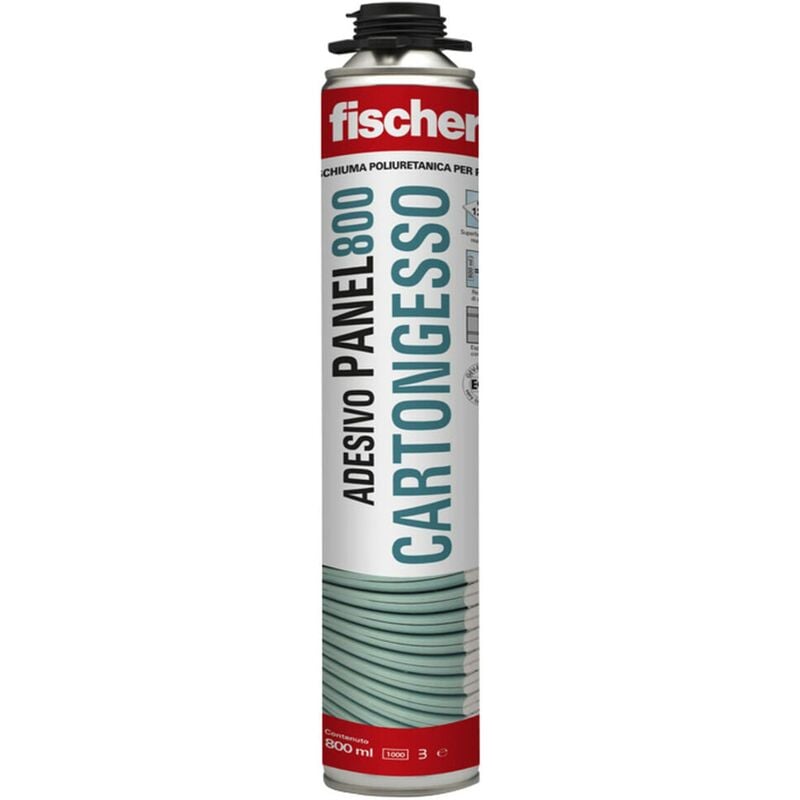foto del prodotto fischer schiuma poliuretanica cartongesso panel 800 ml per pistola, per incollaggio di pannelli, isolanti eps, xps e materiali sintetici, lana