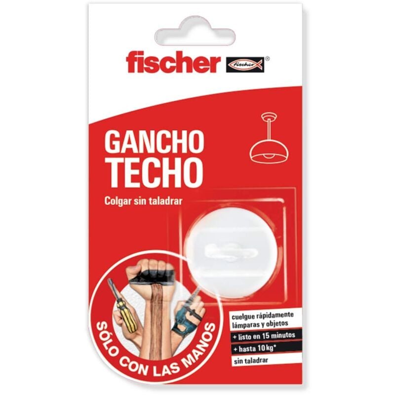 foto del prodotto fischer sclm gancio appendiabiti facile da appendere per parete e soffitto, senza fori e fori e fissaggio fino a 10 kg, con colla a contatto di