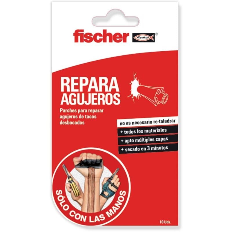 foto del prodotto fischer sclm toppa per riparare i fori di tasselli, puntine e ammaccature, senza trapano e di facile applicazione, 10 pezzi