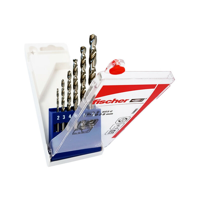 foto del prodotto fischer set 6 punte trapano metallo hss g da 2 a 8mm d hss 