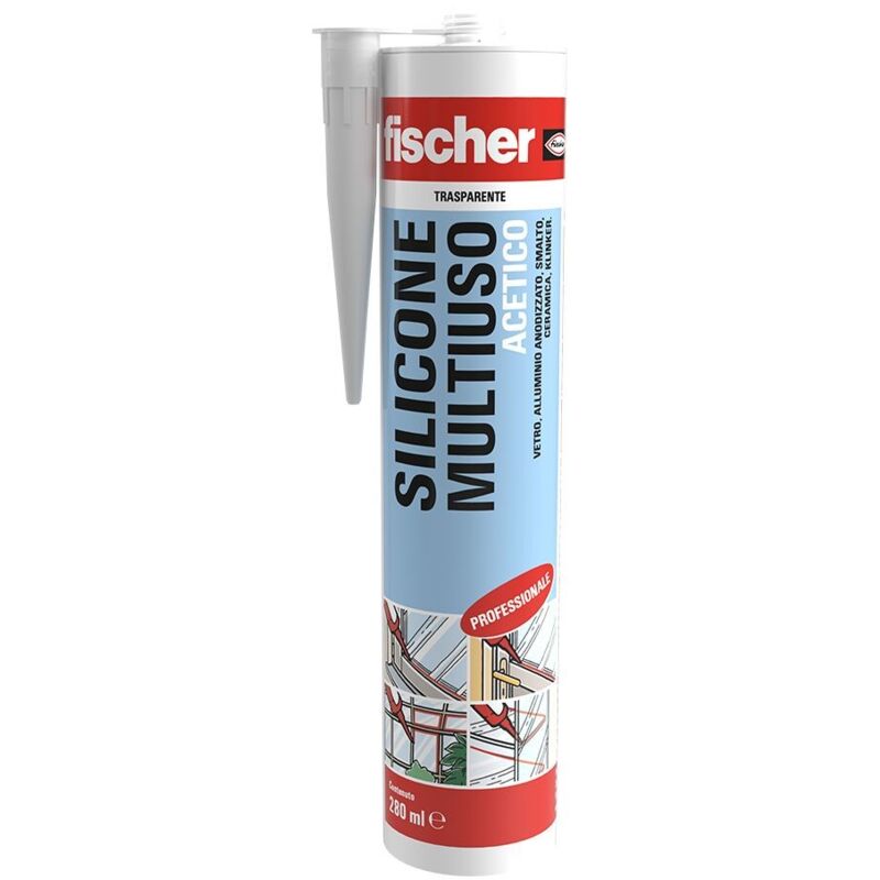 foto del prodotto fischer silicone acetico multiuso trasparente 280ml 00009354