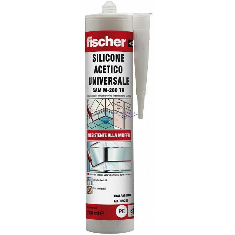 foto del prodotto fischer silicone sigillante multiuso acetico trasparente 280 ml vetro alluminio